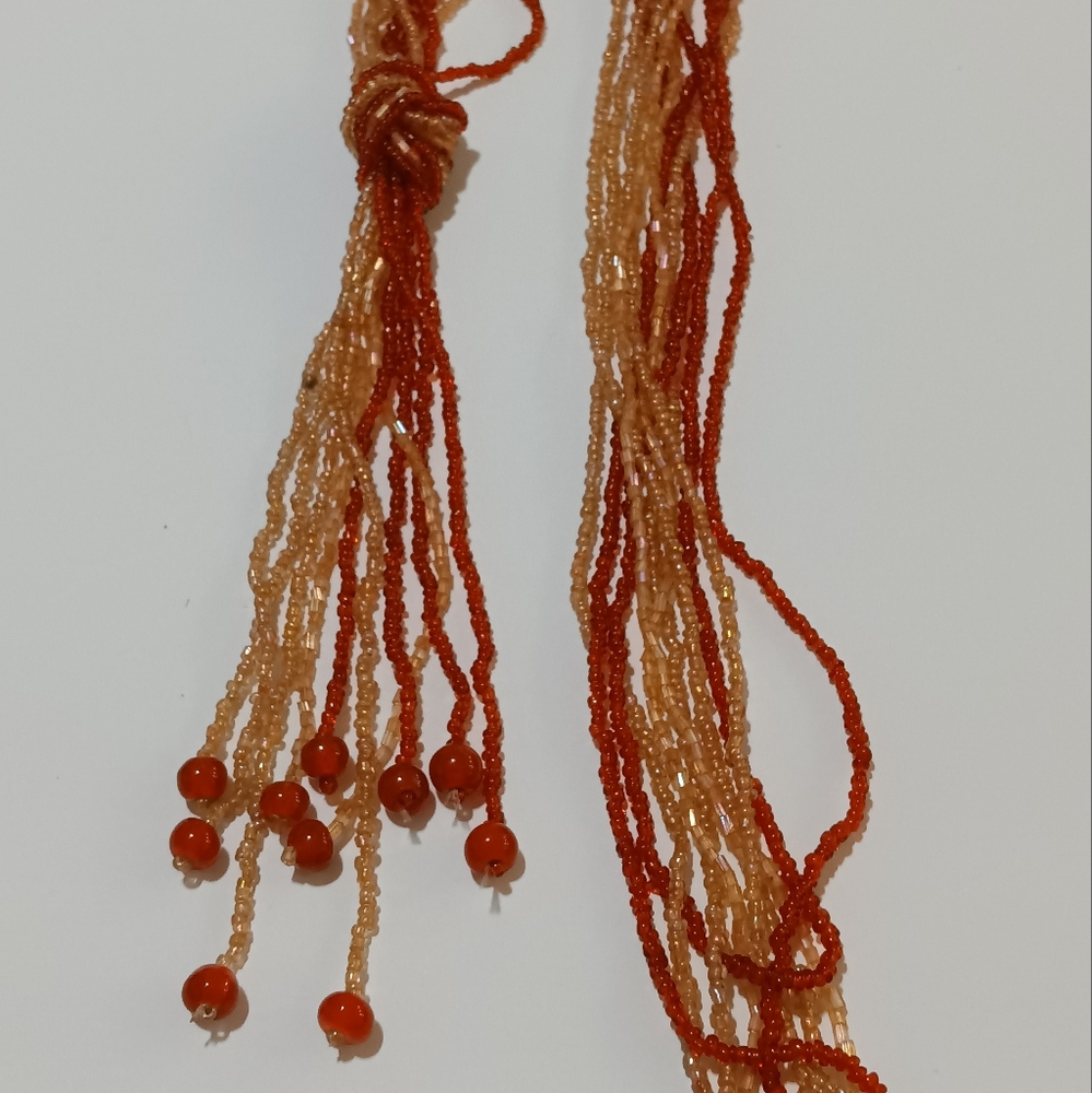 Necklace long seed beads multi strand